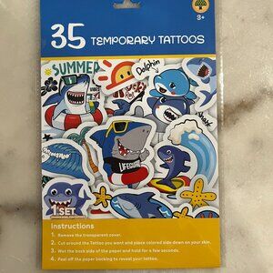 3/$10 💥 NEW Shark & Dolphin 35 Temporary Tattoos (1 Pkg)